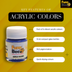 FunnBee Acrylic Colour Set – Pack of 6 (10 ml Glass Bottles) - Image 6
